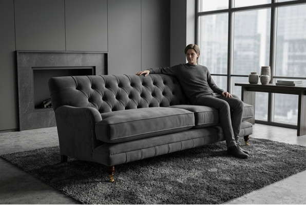 Designer Sofa 3 Sitzer Modern Couch Polster Grau Sofas Designsofa