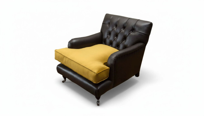 Sessel Couch Sofa Leder Braun Lounge Polster Sitzer Luxus Design Club