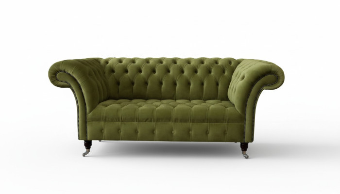 Sofa 2 Sitzer Couch Polster Sofa Stoff Chesterfield Couchen Grün Neu