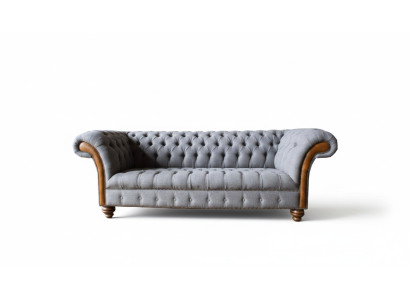 Chesterfield Stoffsofa Luxus Sofa Polster Couch Sitz Grau Textil