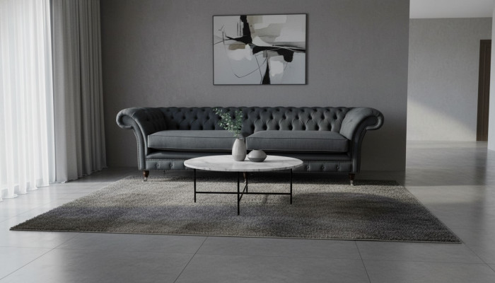 Design Sofa 4 Sitzer Couch Textil Polster Klassische Sofas Chesterfield