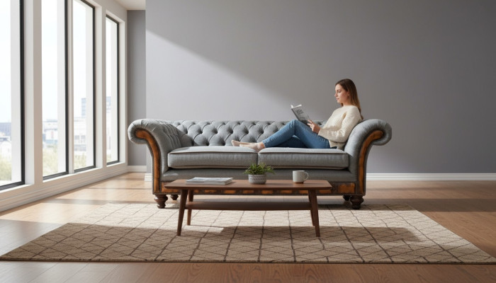 Luxus Dreisitzer Moderne Couch Möbel Grau Sofas Stoff Textil Polster