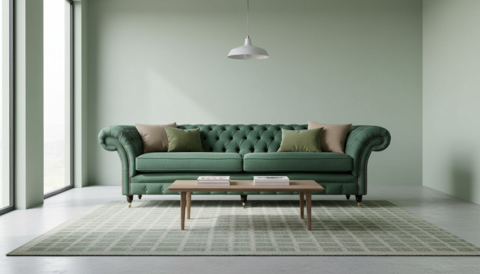 Sofa 4 Sitzer Grün Wohnzimmer Modern Design Polster Stoff Luxus