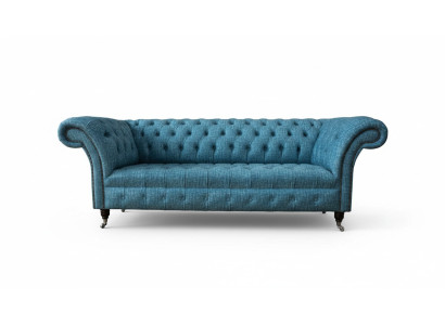 Blauer Dreisitzer Samt Couch Wohnzimmer Couchen Sofa Sitzmöbel Sofa Chesterfield