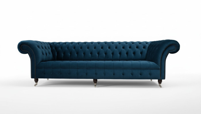 Design Sofa Chesterfield Polster Modern Textil Stoff 4 Sitzer Schlaf