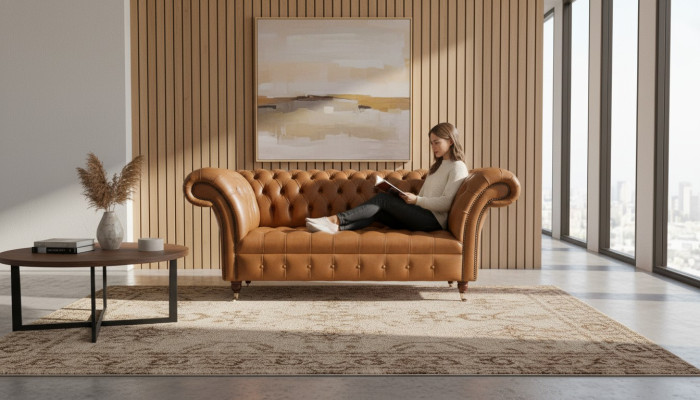 Chesterfield Stoff Sofa Couch Textil Couchen Büro Einrichtung Englische Möbel