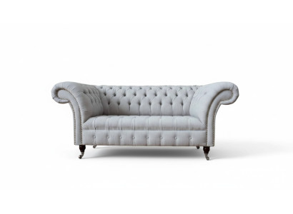 Chesterfield Luxus 2 Sitzer Couch Polster Sofa Textil Stoff Couchen Neu