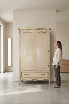 Schlafzimmer Kleiderschrank Luxus Holz Klassisch Design Möbel Beige Neu