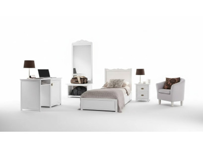 Schlafzimmer Bett Nachttisch Schreibtisch Standspiegel Gruppe Set 4tlg.