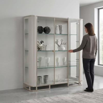 Vitrine Holz Luxus Klassisches Sideboard Design Möbel Italienisch Weiß