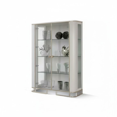 Designer Vitrine Möbel Holz Weiß Luxus Vitrineschrank Design Italienische Möbel