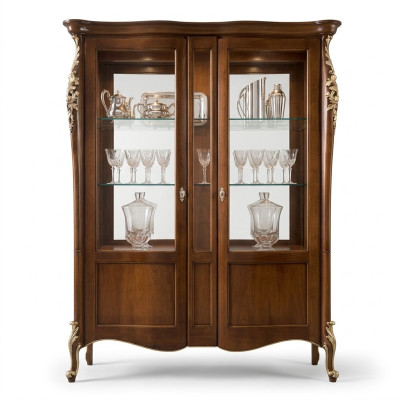 Italienische Luxus Holz Möbel Klassische Stil Vitrine Wohnzimmer Neu