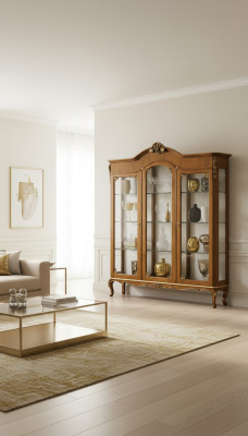 Klassische Vitrine Holz Edler Luxus Glas Schrank Holz Regal Vitrinen