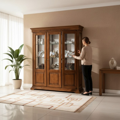 Vitrine Klassische Italienische Wohnzimmer Braun Schränke Anrichte Neu