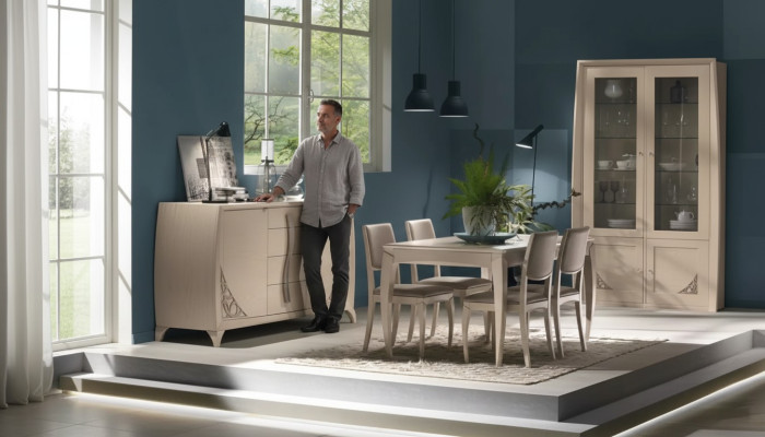 Essgruppe Esstisch Tisch Set 4x Stühle Esszimmer Garnitur Sideboard 7tlg.