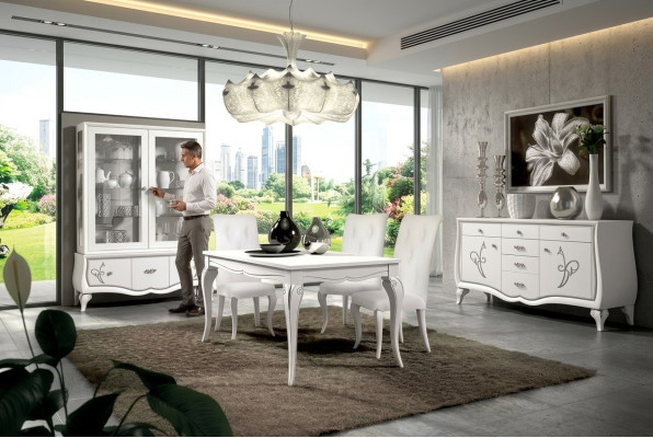 Esszimmer Set Esstisch 4 x Stühle Essgruppe Essgarnitur Sideboard 7tlg