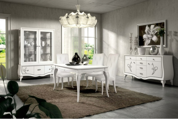 Esszimmer Set Esstisch 4 x Stühle Essgruppe Essgarnitur Sideboard 7tlg