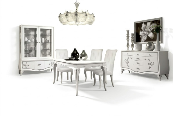 Esszimmer Set Esstisch 4 x Stühle Essgruppe Essgarnitur Sideboard 7tlg