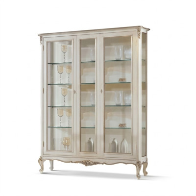 Glas Vitrine 2 Tür Holz Vitrinen Wohnzimmer Schränke Design Möbel Neu
