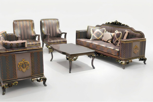 Luxus Wohnzimmer Set Sofagarnitur 3+3+1+1 Sitzer, bequemem 2x Sessel Neu