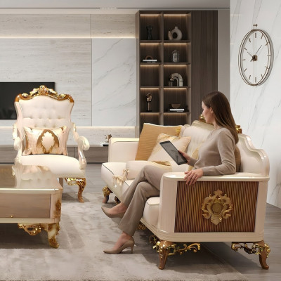 Exquisite Wohnzimmer Sofagarnitur Sofa 2x Sessel set Luxus Garnitur