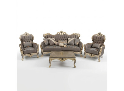Moderner Sofagarnitur set 3 Sitzer Sofas 2x Sessel Couchtisch Wohnzimmer set