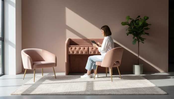 Design Chesterfield Schminktisch Tisch Schlafzimmer Möbel Moderne Rosa