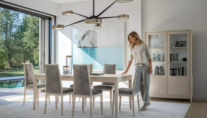 Esstisch 6x Stuhl Vitrine Esszimmer Set Gruppe 8tlg Design Möbel Tisch