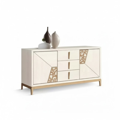 Beiges Sideboard Luxus Highboard Designer Wohnzimmer Holz Möbel Neu