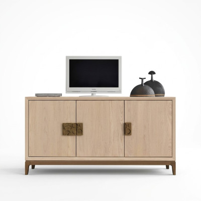 Beiges Wohnzimmer Sideboard Luxus Designer Möbel Holz Luxus Kommode Neu