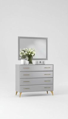 Kommode Spiegel Schlafzimmer Holz modernes Design Luxus neu grau