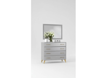 Kommode Spiegel Schlafzimmer Holz modernes Design Luxus neu grau