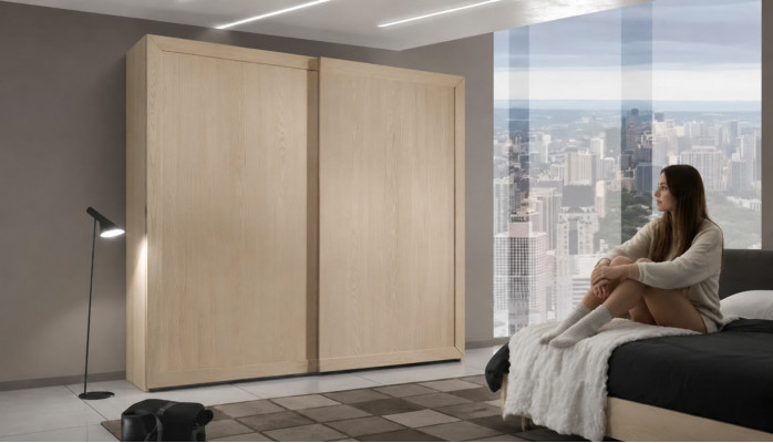 Schlafzimmer Kleiderschrank Holz Schrank Modern Schränke 272cm beige