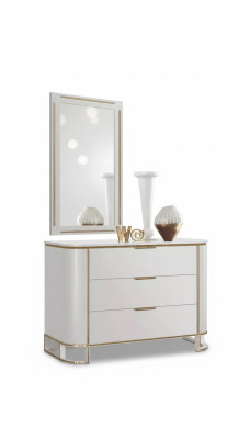 Schlafzimmer Set Kommode Spiegel Neu Luxus Komplettes neu Weiß 2tlg