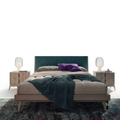 Schlafzimmer Set Bett 2x Nachttisch Holz beige komplet Modern neu