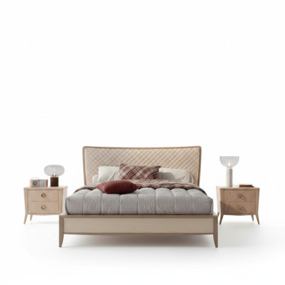 Schlafzimmer Set Bett 2x Nachttische Design Luxus neu 3tlg Modern Holz