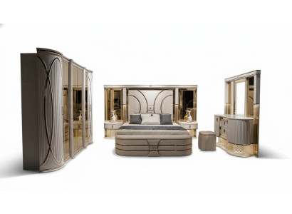 Schlafzimmer Set Komplettes Bett 2x Nachttische Kleiderschrank Neu 7tlg