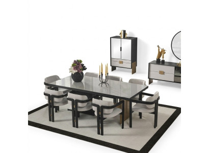 Designer Essgruppe Luxus Garnitur Esstisch 8x Stühle Esszimmer Möbel