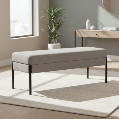 Graue Schlafzimmer Sitzbank Designer Holzgestell Textil Polsterbank