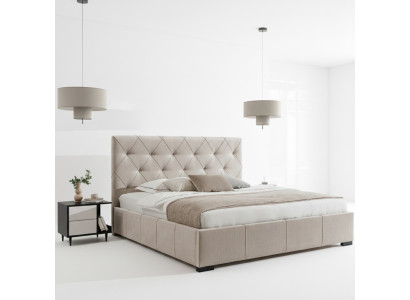 Luxuriöses Polsterbett Hohes Kopfteil Schlafzimmer Einrichtung