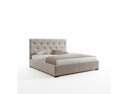 Beiges Chesterfield Doppelbett Textil Nachttische Schlafzimmer Garnitur