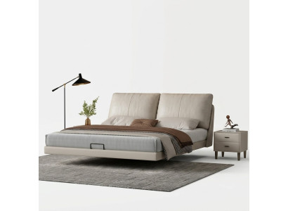 Weißes Schlafzimmer Wandbett Designer Leder Doppelbetten Holzgestell