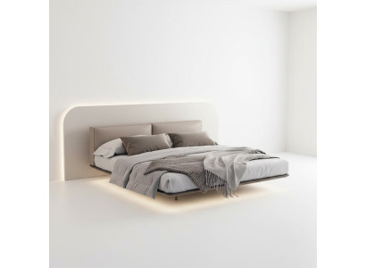 Hellgraues Schlafzimmer Bett Doppelbetten Luxuriöse Betten Holzgestell