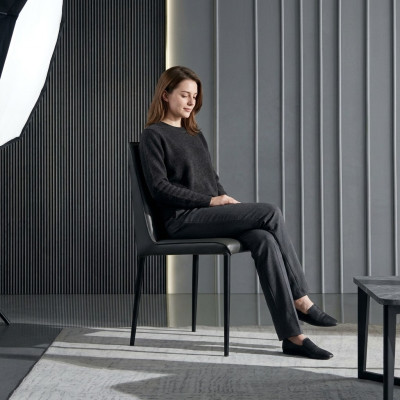 Komplett Schwarzer Esszimmerstuhl Designer Holzstühle Textil Lehnstühle