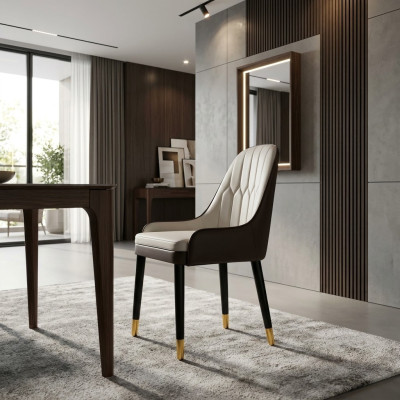 Schwarz-Weißer Esszimmerstuhl Design Kunstlederstühle Moderne Holzstühle
