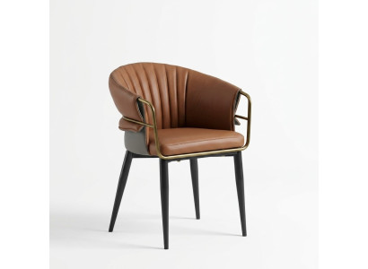 Brauner Lederstuhl Designer Esszimmer Möbel Holzstühle Textil Stühle