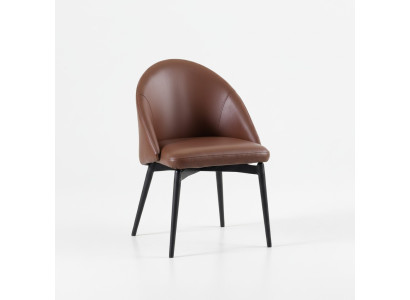 Brauner Lederstuhl Designer Einsitzer Moderne Esszimmer Holz Stühle