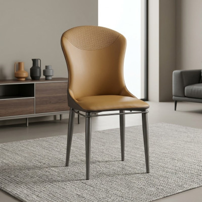 Brauner Esszimmerr Einsitzer Luxuriöse Polsterstühle Moderne Holzstühle