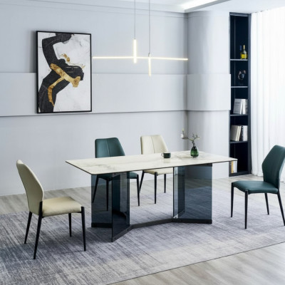 Moderne Esszimmergarnitur Designer Esstisch 6x Polsterstühle 7tlg Set