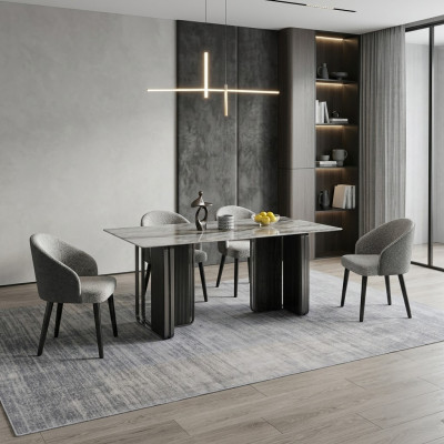 Rechteckiger Esszimmer Tisch 4x Stühle Moderne Esszimmergruppe 5tlg Neu